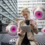 Tendencias digitales para 2026 con gráficos futuristas y elementos tecnológicos