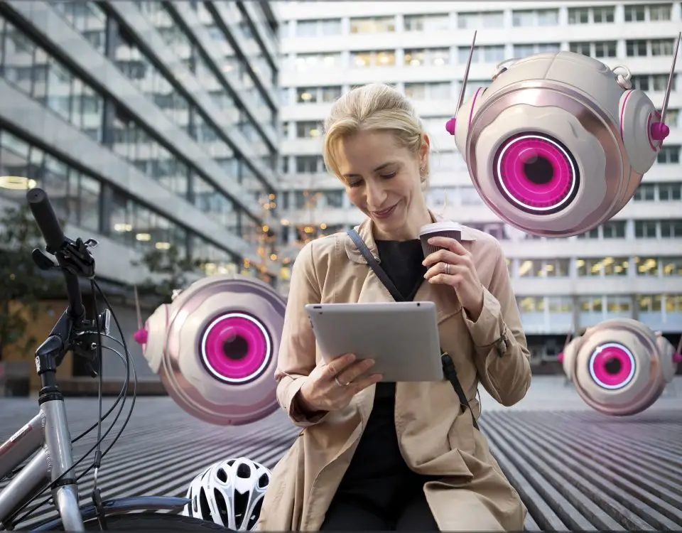 Tendencias digitales para 2026 con gráficos futuristas y elementos tecnológicos